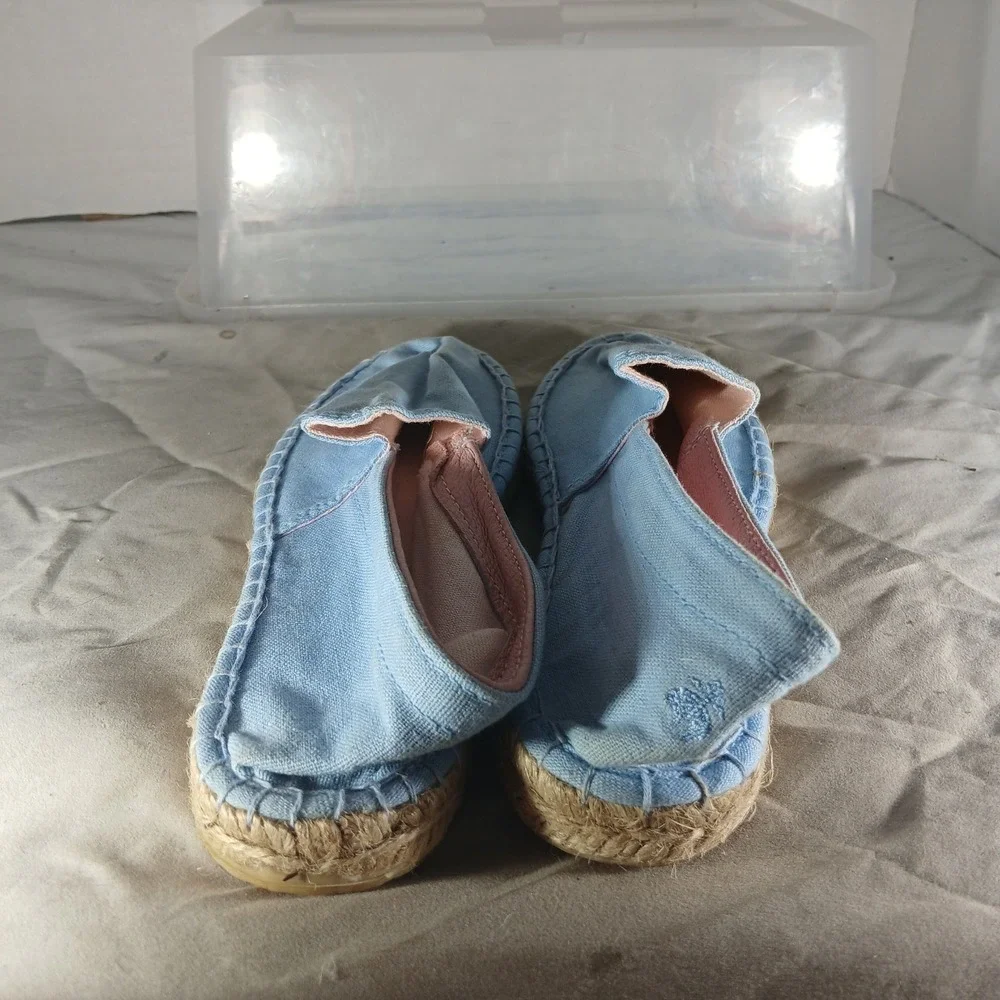 Brooks Brothers Espadrille Flats Size 5 Light Blue Canvas‎ Summer Preppy Coastal